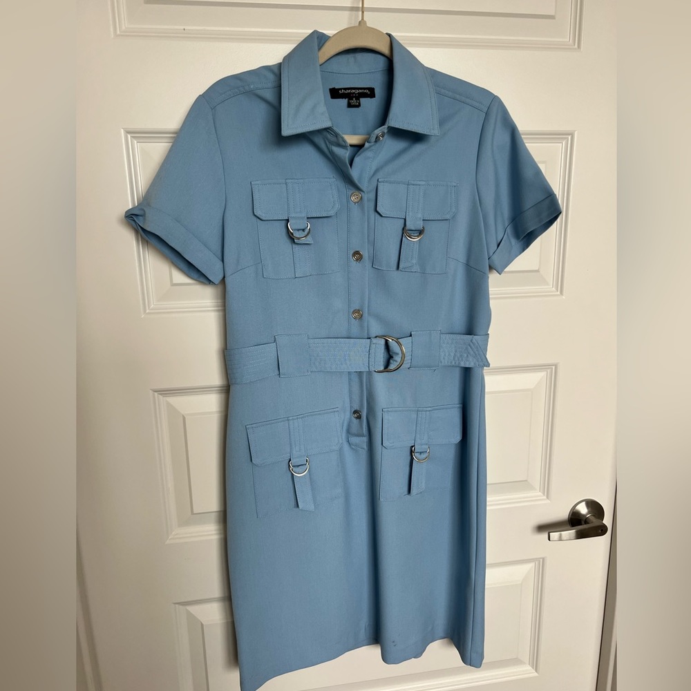 Blue Belted Dress
